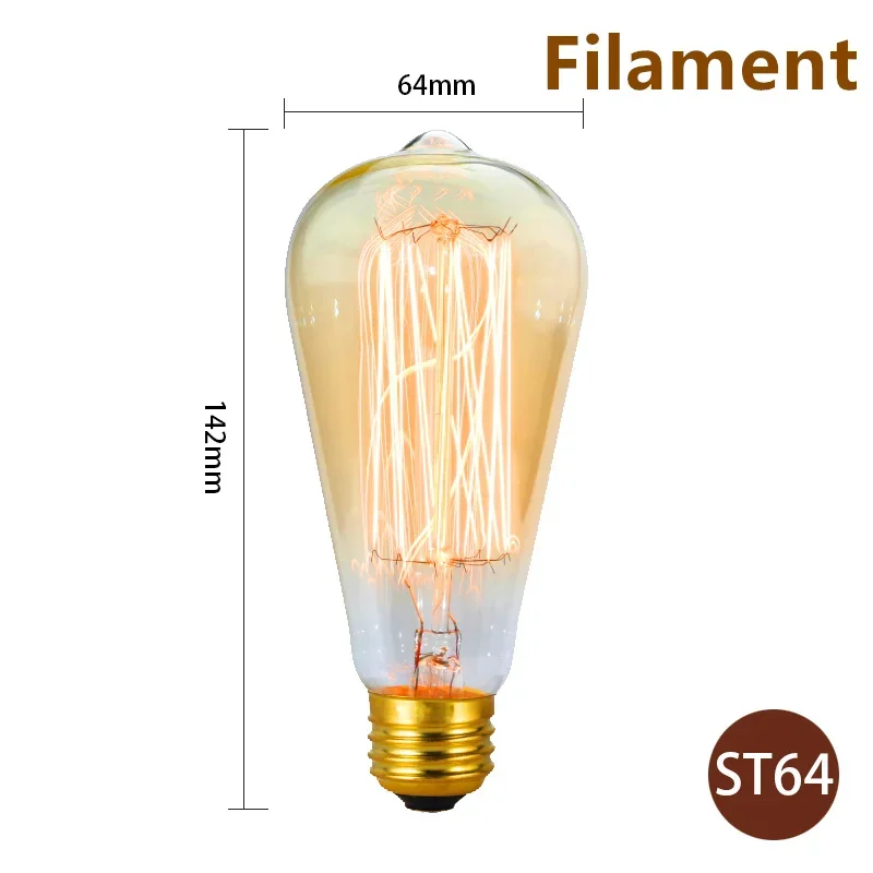 ตัวเลือกสินค้า หลอดไฟ Edison ไส้ 40W E27 ตกแต่งบ้านสไตล์วินเทจ