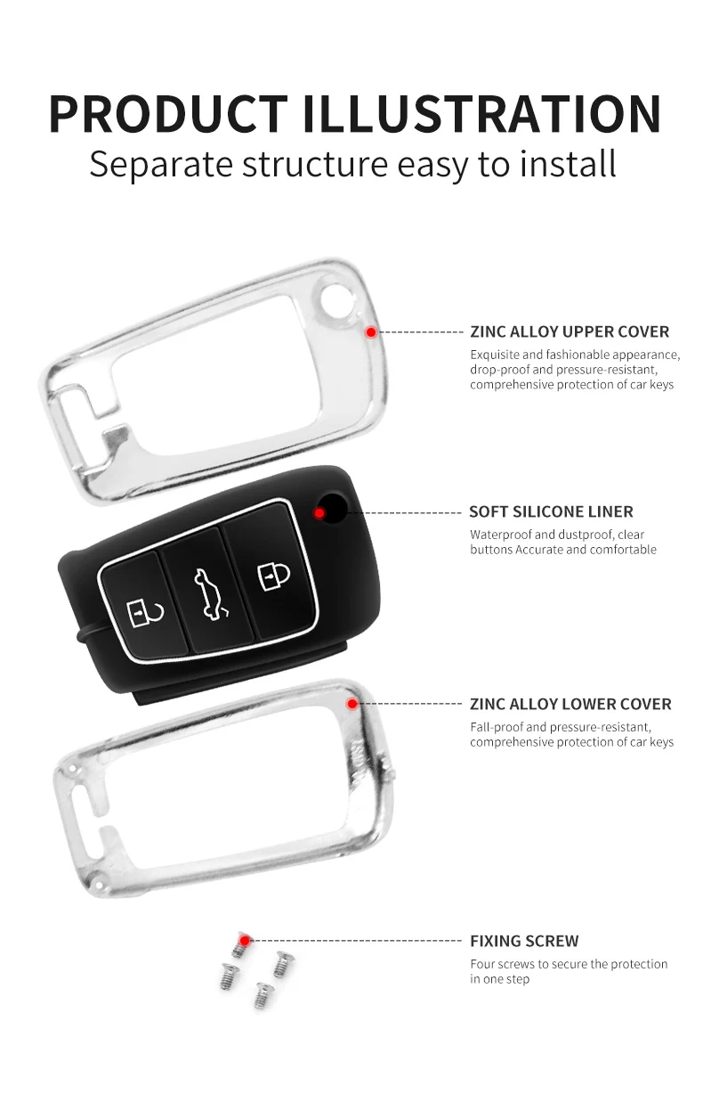 Portachiavi con copertura a distanza per auto in metallo Fob per Audi A1 A3 8P 8L A4 A5 B6 B7 A6 A7 C5 C6 4F Q3 Q5 Q7 Q8 TT S3 S4 S6 RS accessori 13 Portachiavi con copertura a distanza per auto in metallo Fob per Audi A1 A3 8P 8L A4 A5 B6 B7 A6 A7 C5 C6 4F Q3 Q5 Q7 Q8 TT S3 S4 S6 RS accessori -