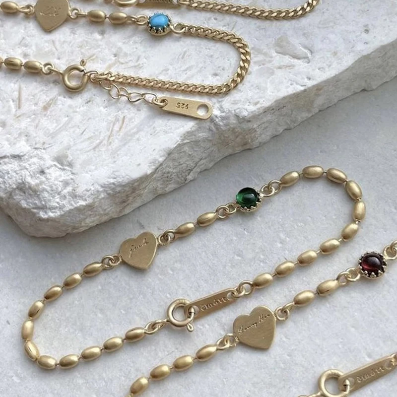 Neues 925er Silber, mattes Retro-Silber, Naturstein-Schnur, eingelegtes Vintage-Armband für Frauen und Mädchen, eleganter, zarter, feiner Schmuck, Geschenk – Detail 10