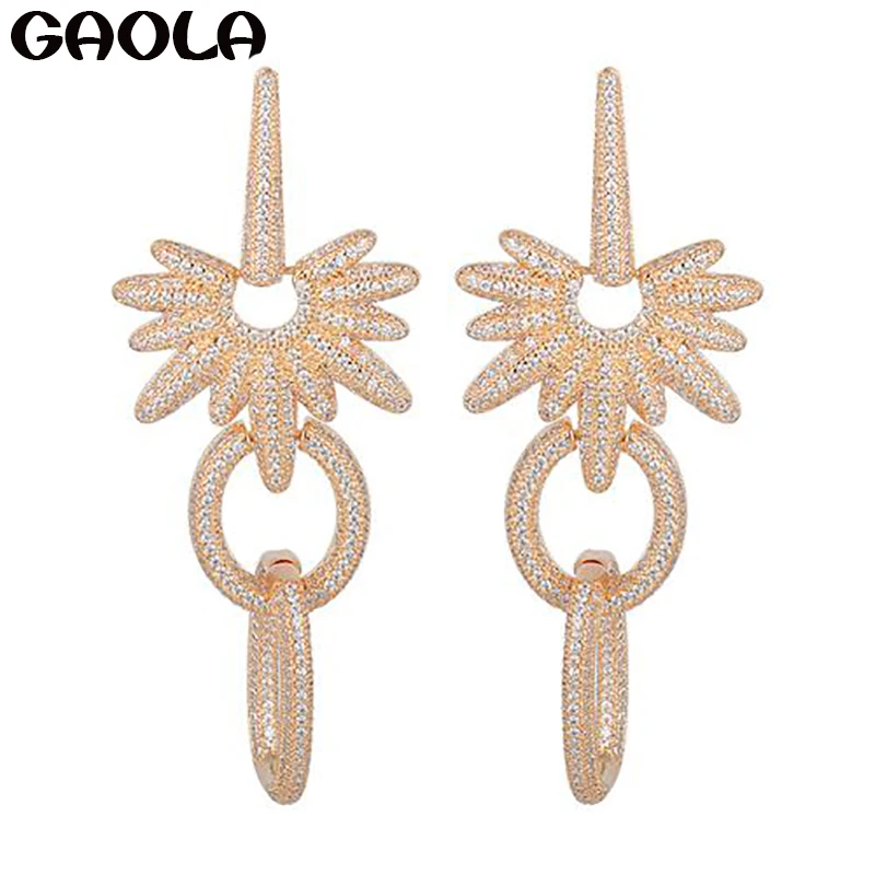 

GAOLA New Design New Arrival Vintage Gold Color Earring Africa Cubic Zircon Trendy Dangle Earrings Party Gift for Women GLE5301