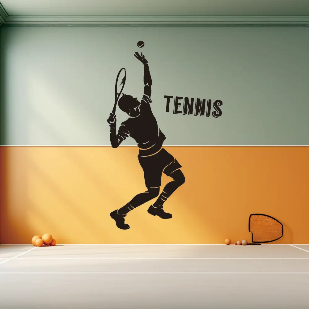 Removable Self-Adhesive Vinyl Tennis Player Play Tennis Home Decor Bedroom Living Room Decorative Sticker JZY150