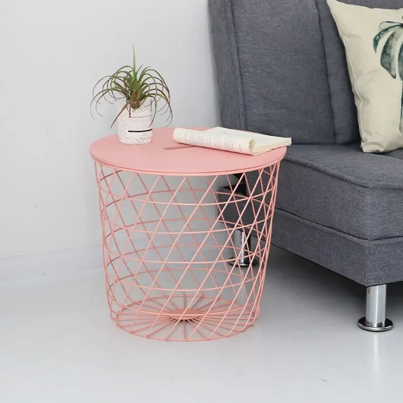 Iron Art Round Small Side Table Simple Modern Storage Living Room Sofa Side Children's Night Stand End Table Nordic Ins Style