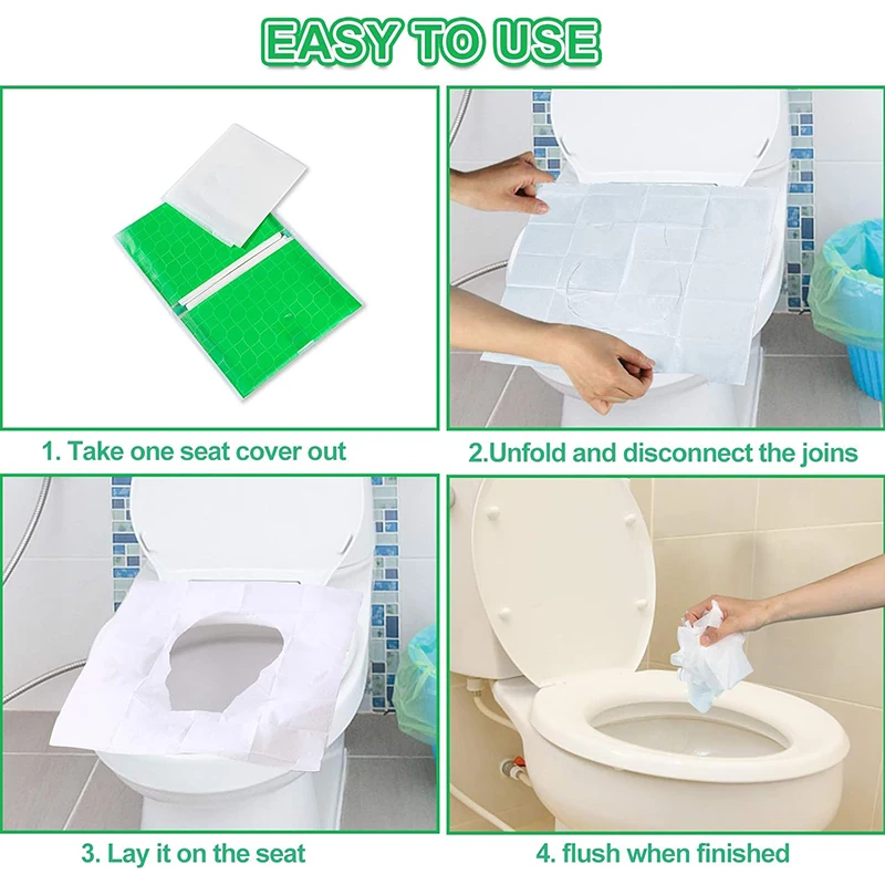 Disposable Toilet Seat Cover Paper Waterproof Flushable Travel Soluble Water Type Pad Portable toilet seat cover toilet accessories 10/30/50PCS