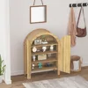 Arched Shoe Cabinet with Doors, 4-Tiers Shoe Storage Cabinet with 2 Adjustable Shelves, Farmhouse Freestanding Shoe Rack 6