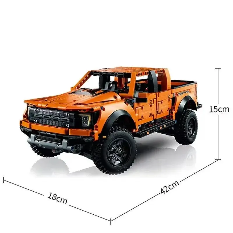 포드 랩터 F-150 픽업 트럭 럭셔리카 로고 빌딩 블록, 기술 42126, 레이싱 차량 모델, 브릭 장난감, 어린이 선물, 1379 개