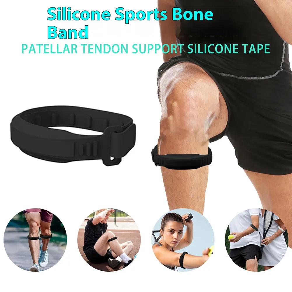 1-2PCS Silicone Patella Tendon Knee Strap Adjustable Fixed Protection Patellar Ring Knee Sports Support Band for Running Cycling