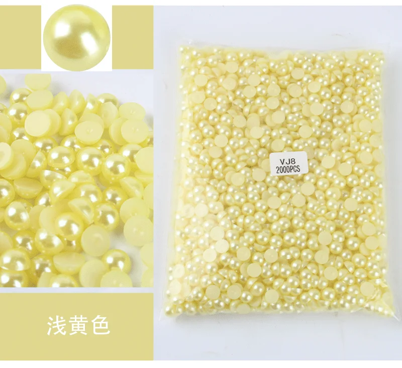 Mixed Size Colorful ABS Pearl Flat Back Rhinestones for Nail Art & Jewelry Crafting