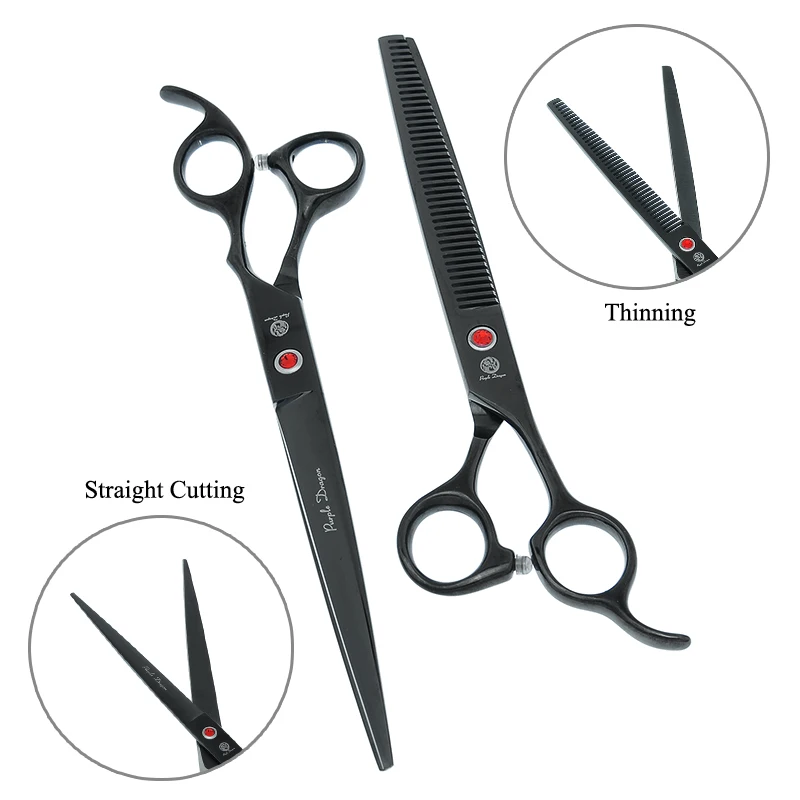 8 inch Purple Dragon Pet Grooming Scissors Set with Comb Animal Straight Curved Cutting Thinning Shears Dog Hair Trimmer B0044B