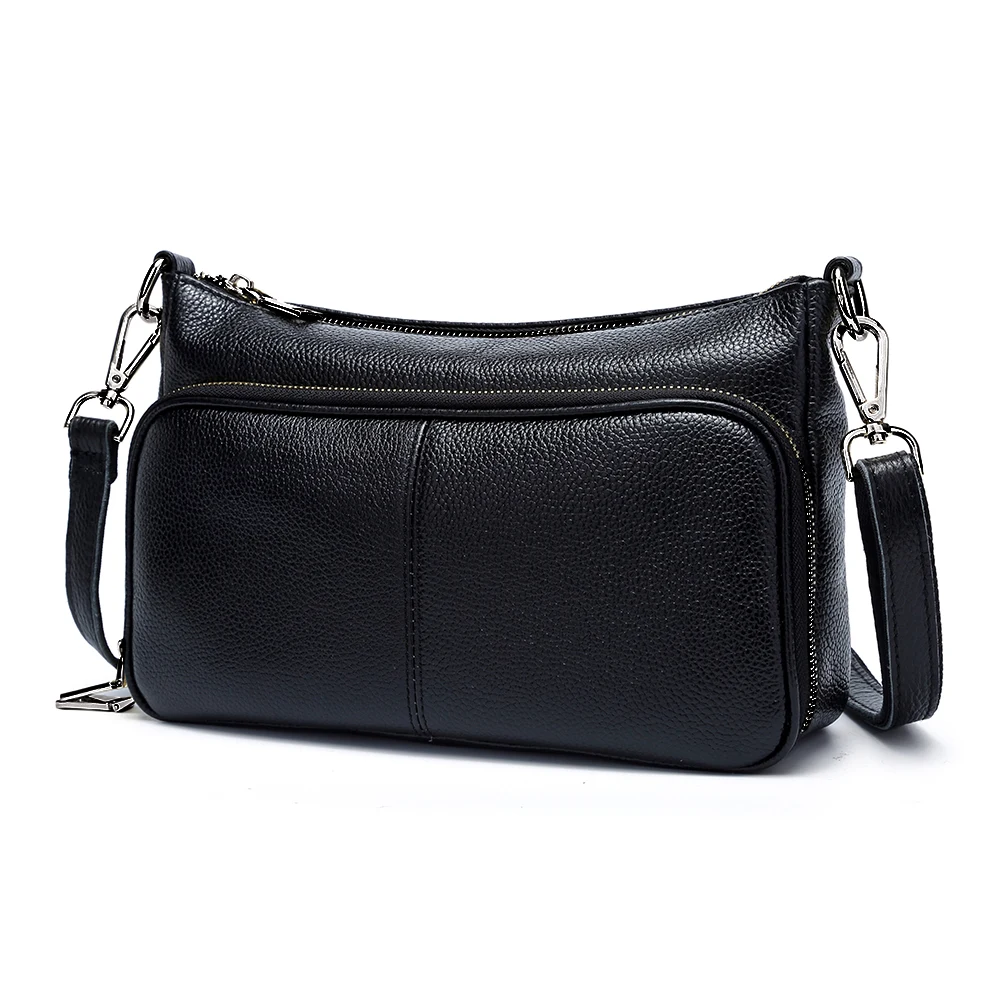 Zency Women's Handbag 100% Genuine Leather Ladies Shoulder Crossbody Messenger Bag Fashion Hobos Black High Quality 4