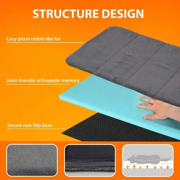 dog crate pad for large dogs - orthopedic dog bed with memory foam, washable soft warm pet mat with non-slip bottom, grey 2