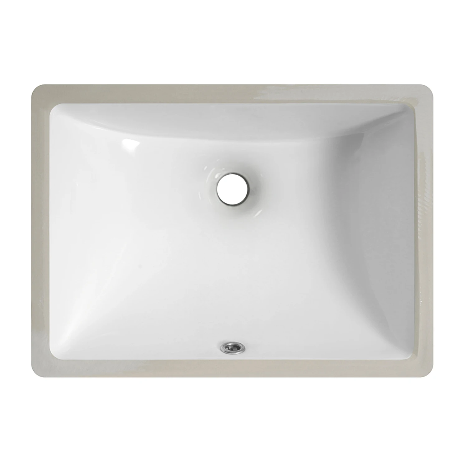 1pc Bathroom Sink Undermount - 18"x13" Modern White Rectangular Vessel Undermount Sink, Porcelain Ceramic Under Counter Lavatory 2