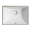 1pc Bathroom Sink Undermount - 18"x13" Modern White Rectangular Vessel Undermount Sink, Porcelain Ceramic Under Counter Lavatory 2