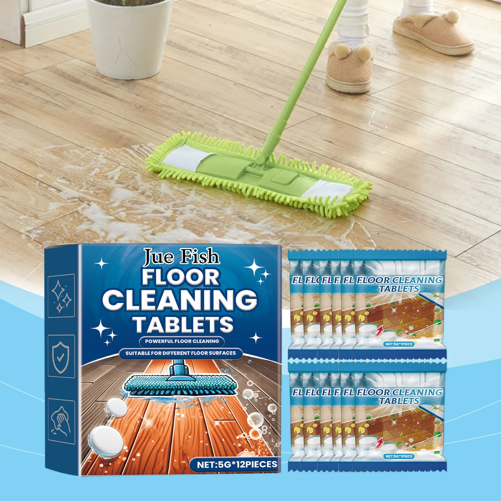 Floor Cleaning Tablets Floor Dirts Stains Remover Tile Descaling Brightening Ceramic Decontamination Cleaner Detergent