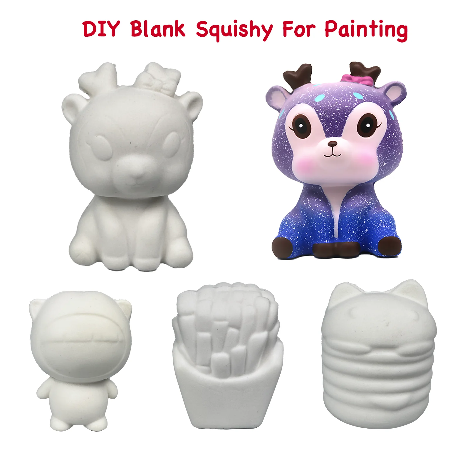 DIY Blank Squishy Antistress Toys for Kids - Slow Rising White Sensory Relief and Creative Painting Activity