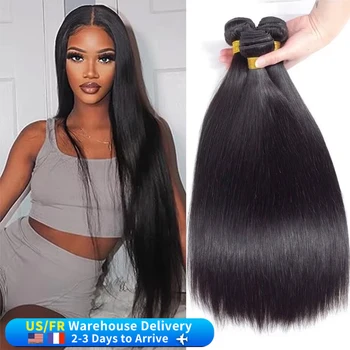 30 40 Inch Bone Straight Human Hair Weave Bundle Raw Virgin Unprocessed 100% Human Hair Extensions 1/3/4 Pcs Bundles Double Weft