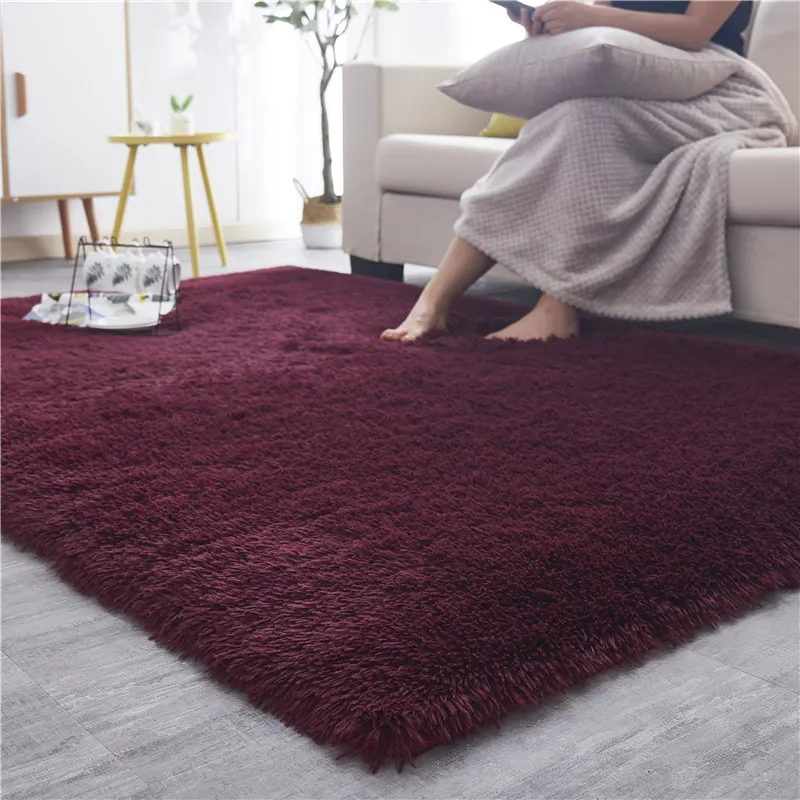 

Customized solid color Floor Rugs Soft Fluffy shaggy carpets for living room carpet Non-slip Rug