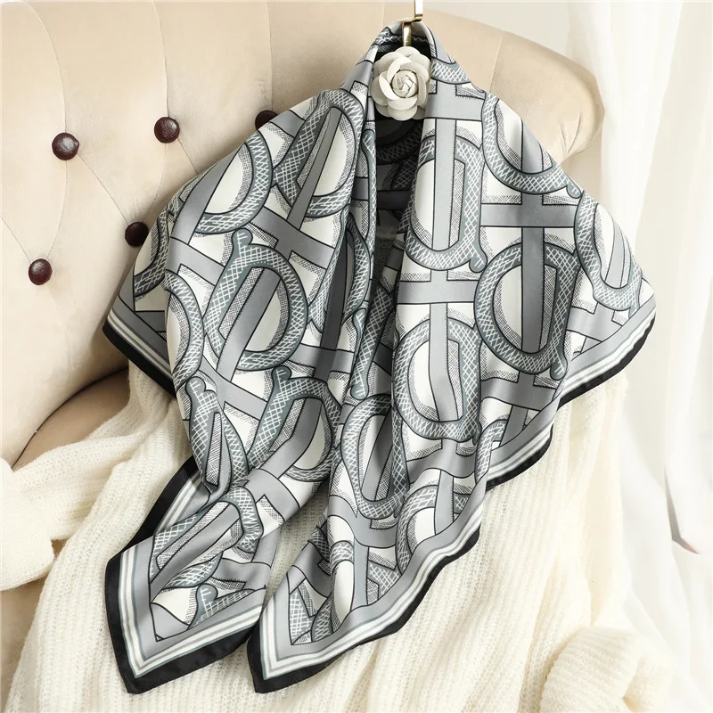 Designer Silk Scarf Women Luxury Neckerchief Handkerchief Bandana Fashion  Headband Tie Bag Neck Wrists Scarves Hijabs 90x90cm - AliExpress