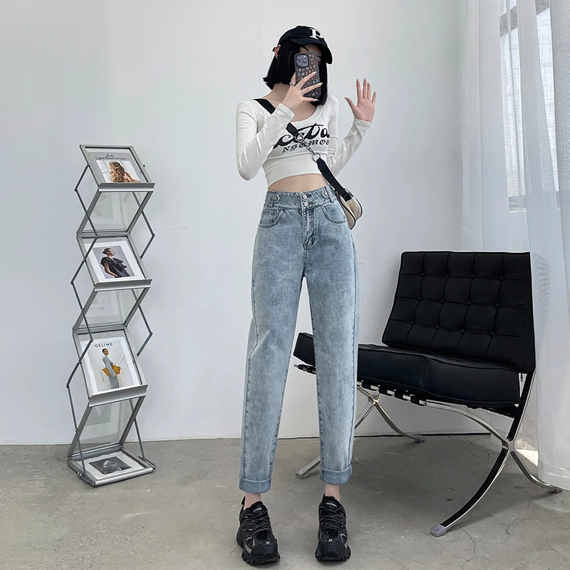 올 매치 여성용 데님 청바지 바지, 하이 퀄리티 여성용 하이 웨이스트 엄마 하렌 바지, 루즈 스트레이트 레그 팬츠, 드롭쉽