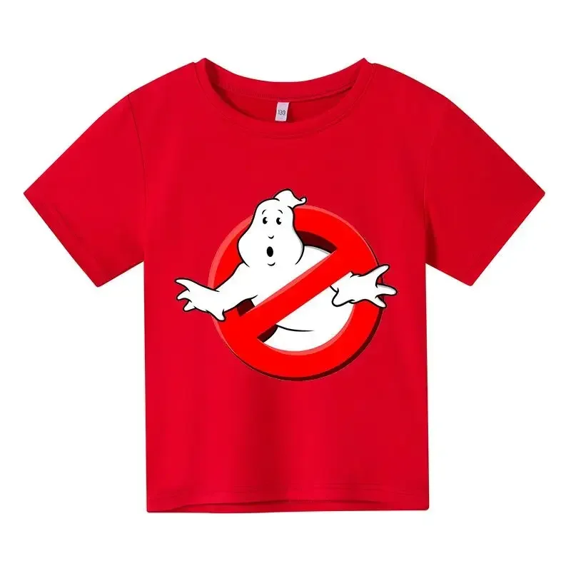 T-shirt per bambini a manica corta con stampa di gioco Ghostbusters divertente in cotone da uomo estivo_voghion.com