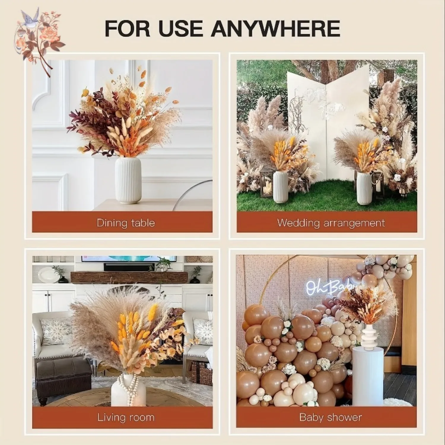 Lush Pampas Grass Bouquets for Elegant Floral Arrangements and Home Decor
