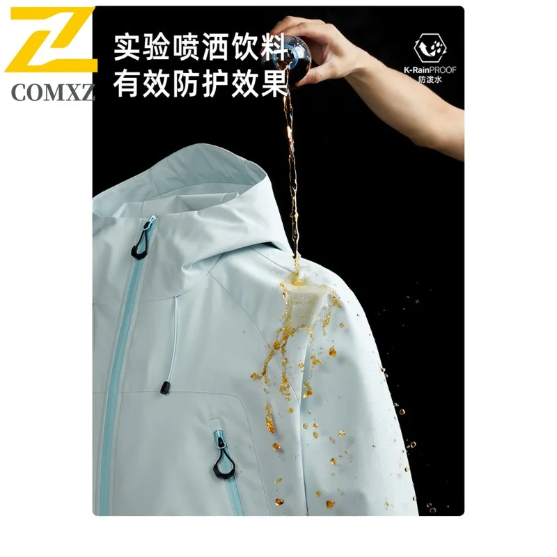 COMXZ 2025 High Quality Mens Jacket Hooded Hiking Mountaineering Lightweight Zipper Jackets Casual Travel Autumn New Outerwear