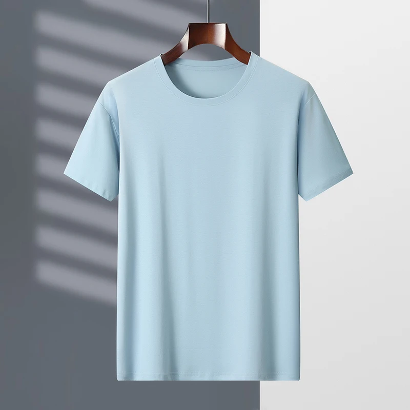 Mercerized Cotton Men T-shirts O-Neck Short Sleeve Loose Straight Tops For Minimalist