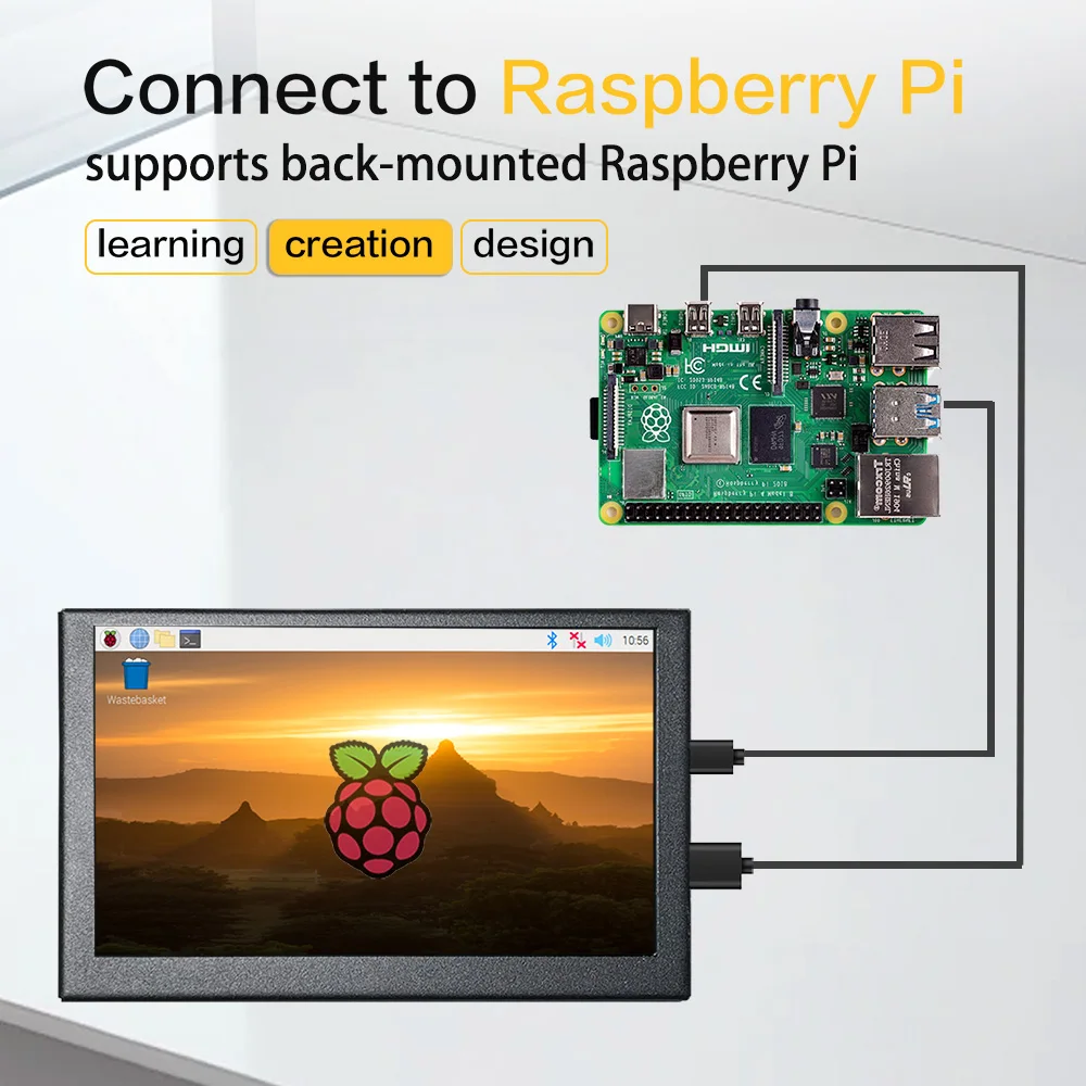 MOTERESO 미니 모니터 5인치 HDMI USB 전원 공급 800x480 IPS LCD 소형 화면 디스플레이 Aida64 PC 케이스 온도 모니터링용