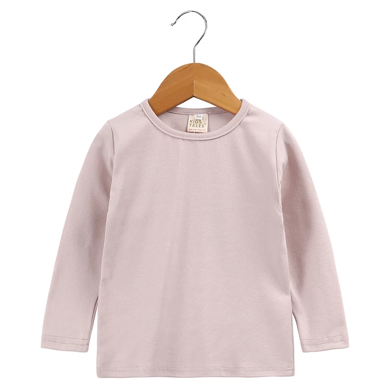 Spring Toddlers Long Sleeved Undershirt Solid Color Boys Round Neck T-Shirt Baby Girls Thickened Infant Kids Clothes children t shirt