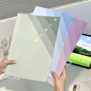 Cartella Portadocumenti Rinforzata a Gradiente a Forma di L Verticale per Studenti, Porta Carte da Test, Libro di Archiviazione di Grande Capacità