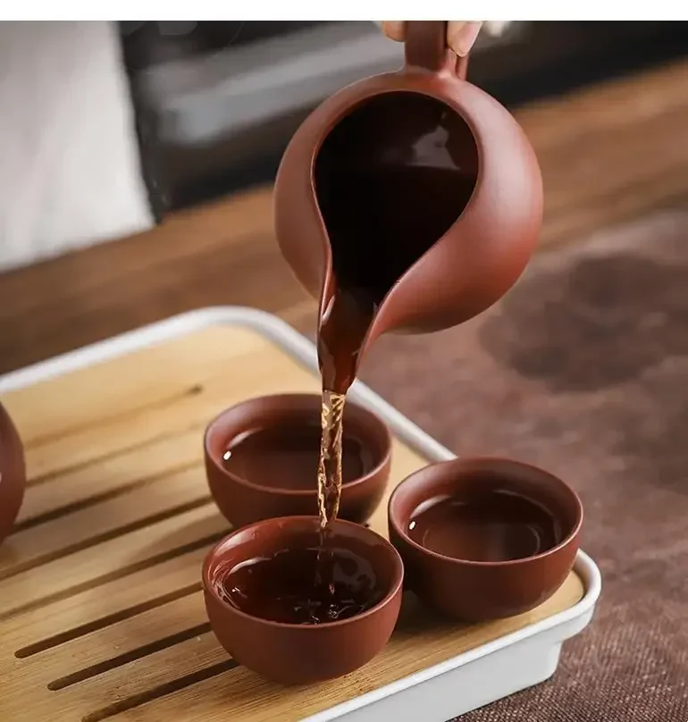 Chinese Tea Set Purple Clay Teapot Gaiwan Portable Outdoor Travel Tea Pot Set Ceremony Kung Fu