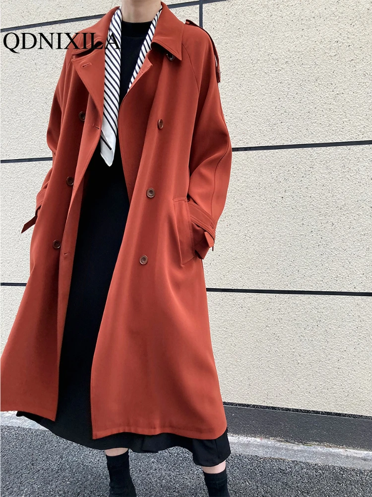 

Women's Trench Coat New in Autumn 2023 Draped Buttoned Loose Casual Fitting Mid Length Knee Length Windbreaker Women Clothes