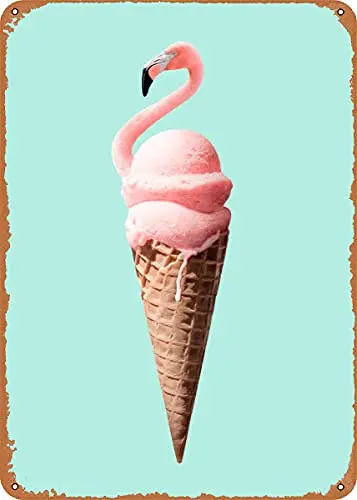 

Flamingo Cone Vintage Look Metal Sign Art Prints Retro Gift 8x12 Inch