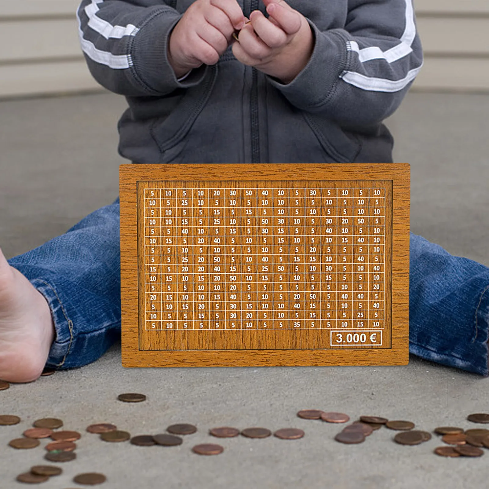 Wooden Savings Box Money Saver with Money Target and Numbers Retro Cash Saver Box Bank Coin