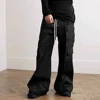 Ro Style Wide Leg Drawstring Black Cargo Pants Unisex Straight Baggy Casual Overalls Men's Streetwear Loose Oversized Trousers 6