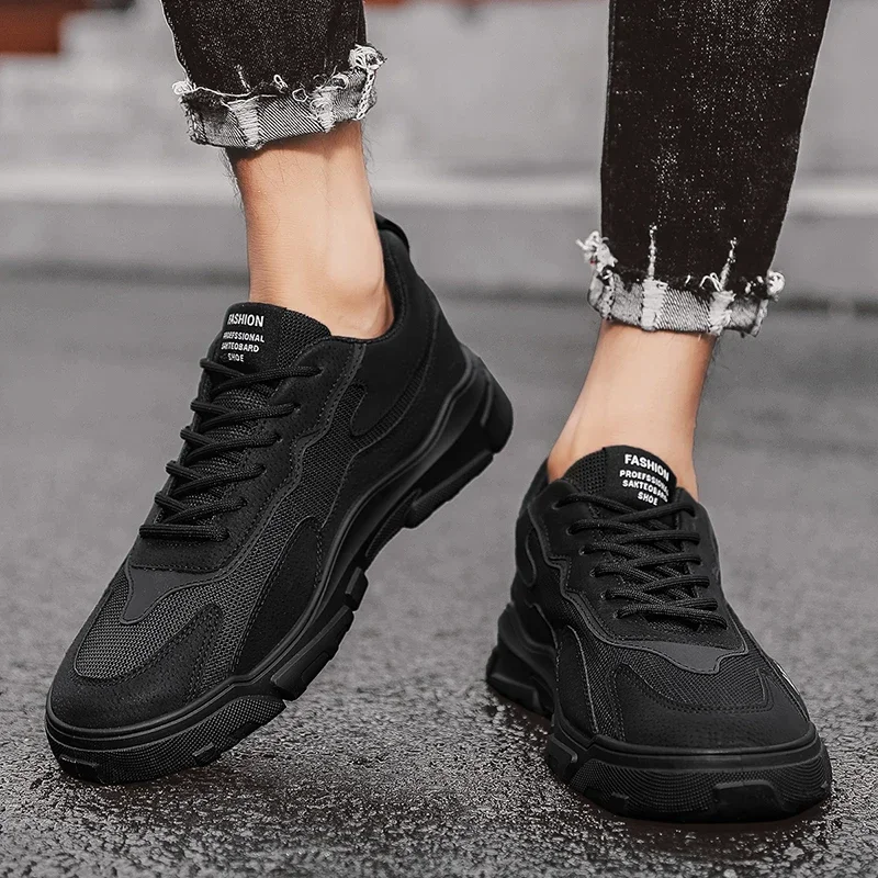 Men's Vulcanize Shoes Mesh Male Sneakers Spring Fashion Lace-up Solid Men Casual Shoes Rubber Flat Autumn Casual Man Shoes 6