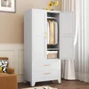 Metal Armoire Wardrobe Closet with 2 Drawers and Hanging Rod, 71'' Tall Wardrobe Cabinet with Doors and Adjustable Shelves 3