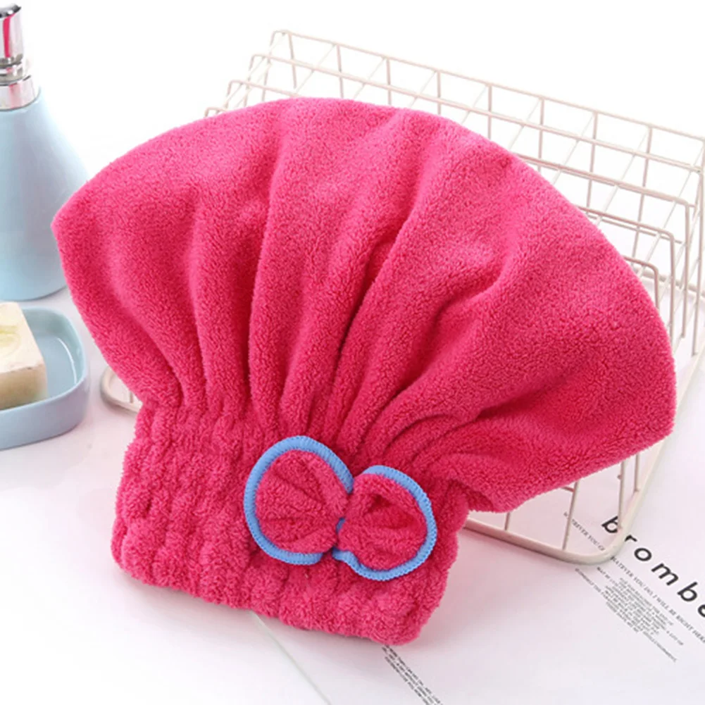 6 Colors 29x30cm Quick-Dry Hair Towel Cap Hat Bath Hat Microfiber Solid Towel Cap Absorption Turban Hair Dry Cap Towel Set Pink striped thickened microfiber lady hair towels women head wrap drying cap bathroom super absorbent quick dry hair hat turban home