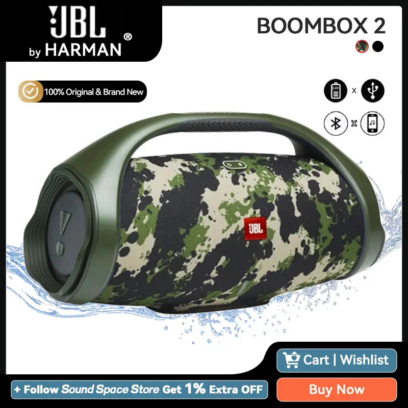 JBL Boombox 2 - Portable Bluetooth Speaker, Powerful Sound and Monstrous  Bass, IPX7 Waterproof, 24 hours of Playtime, Powerbank, JBL PartyBoost for