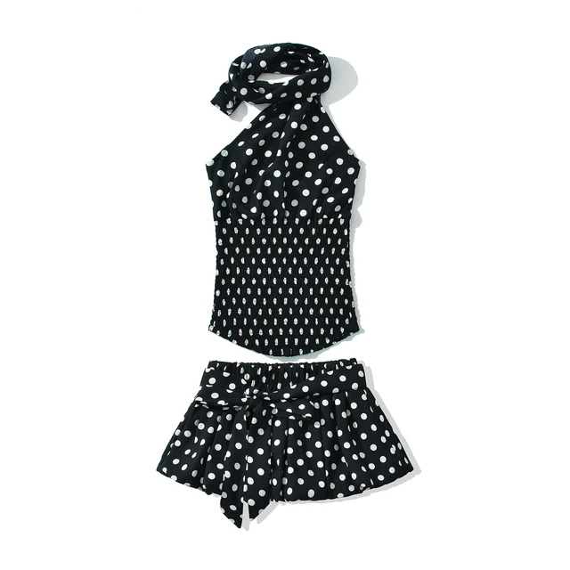 Ariel Polka Dot Tie Bow Skirt Set 2