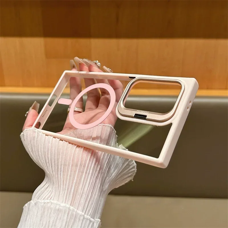 Magnetic Wireless Charging Case with Camera Protector and Clear Holder