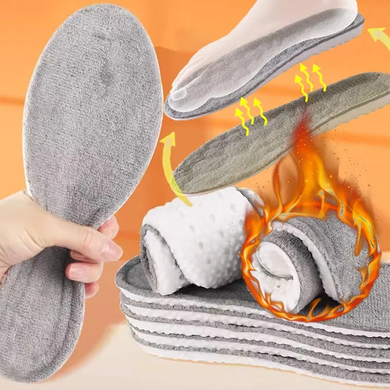 

Winter Furry Breathable Sports Warm Insoles Sweat Absorption Adds Plush Thicken Shock Absorption Super Soft Latex Cotton Insoles