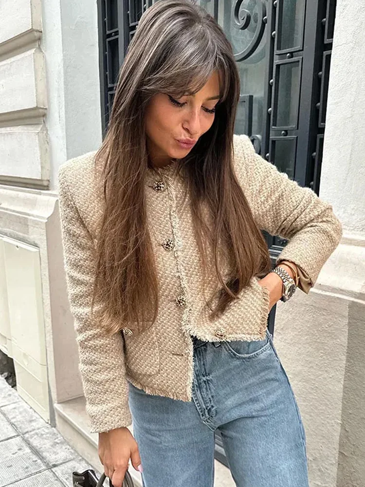 Veste Courte En Laine Femme – Tweed Zip Automne/Hiver 2025 | Style Casual élégant