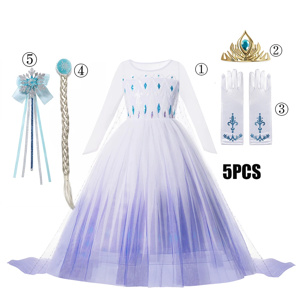 thumbnail image 5 of Disfraz con temática de Frozen para niña, vestido de Elsa y Anna, disfraz de fantasía para Halloween, fiesta de cumpleaños, Cosplay, ropa para niños, 5 of 5
