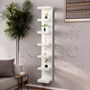 Vertical Wall Mount Shelf Unit Floating 7 Tier Storage Organizer Home Office Decor Engineered Wood Trapezium Shape Modern Design 6