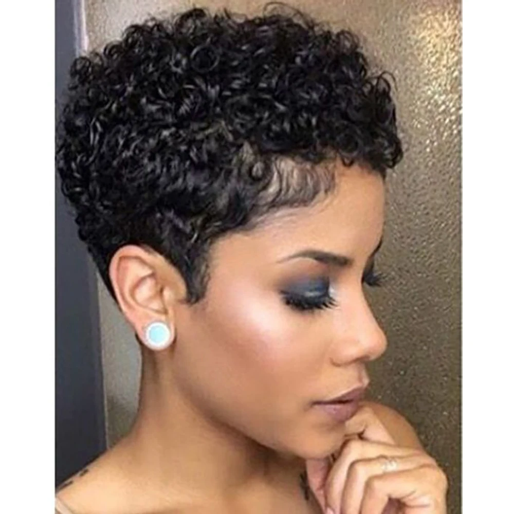 Perruque Afro Courte 100% Cheveux Naturels Noir - Taille Moyenne, Neuf Avec étiquettes
