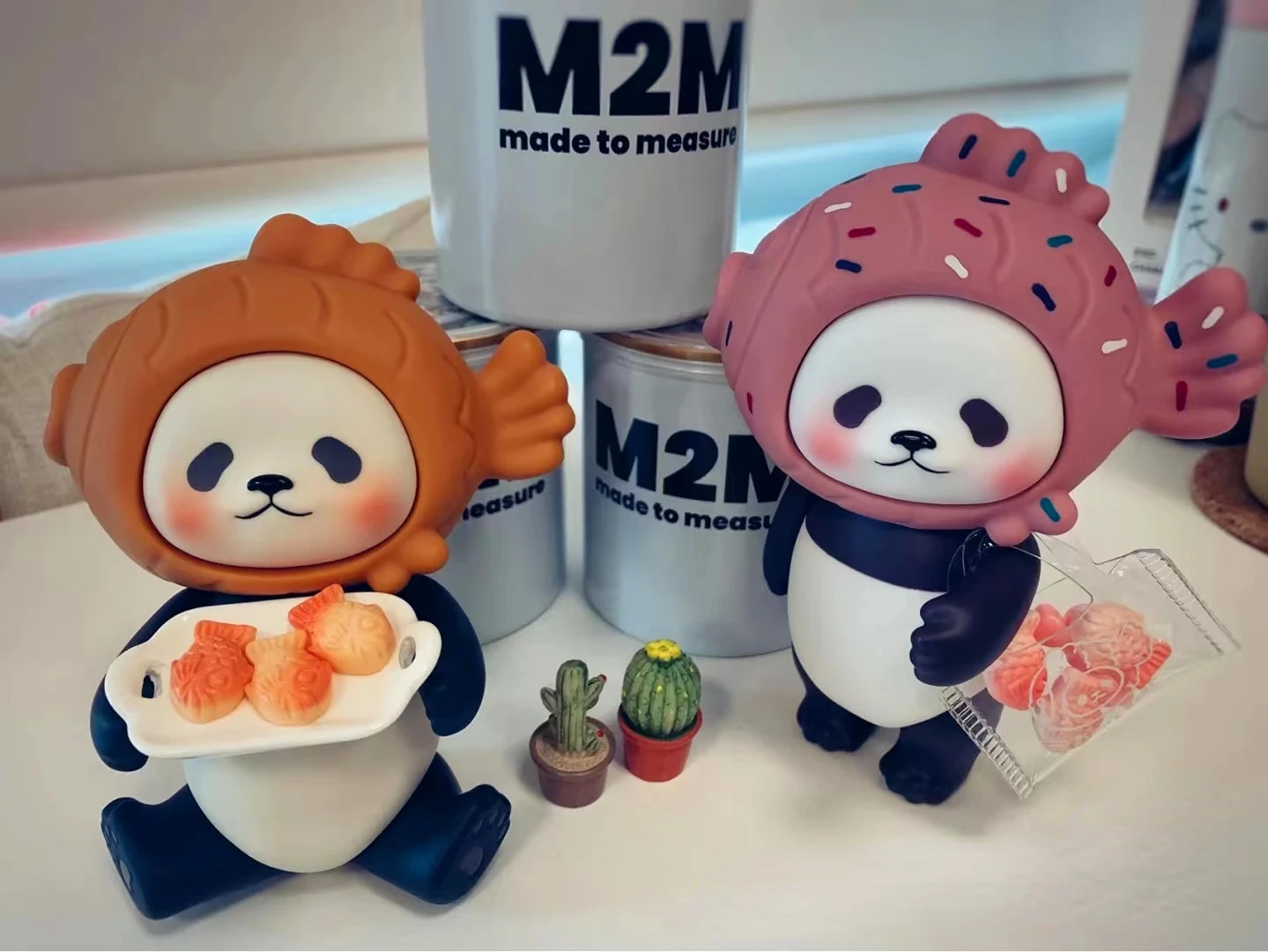 ホワイトベア ブラウンベア パンダのフィギュアセット 3体 プラネットベアパニーピンクタイヤキパンダフィギュア,カワイ