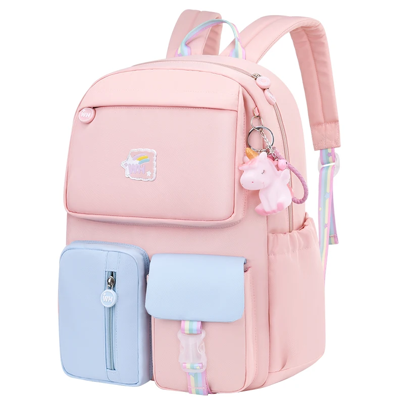 Korean fashion rainbow shoulder bag Children waterproof backpacks strap school bags for teenagers girls kids schoolbags mochilas
