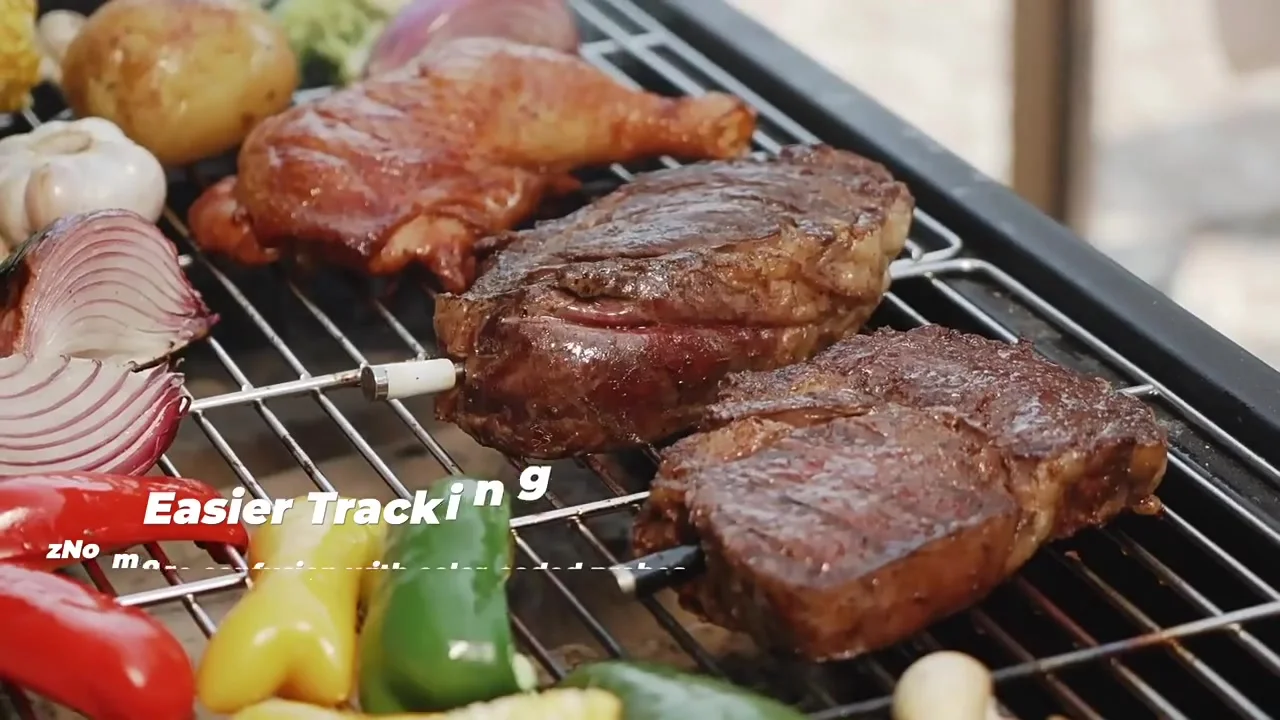 BFOUR Thermomètre à viande Bluetooth sans fil avec application intelligente, thermomètre numérique de cuisson pour barbecue BFOUR Thermomètre à viande Bluetooth sans fil avec application intelligente, thermomètre numérique de cuisson pour barbecue