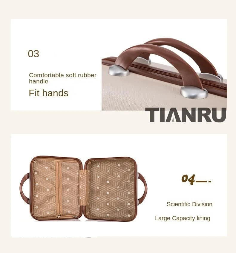 Travel Cosmetic Bag 14-inch Small 3D Bear Hand Luggage with Lock Password Women Makeup Travel Case for Toiletries Cartoon Storage Suitcase Organizer