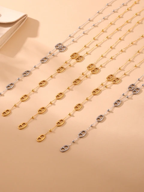 Nivora mode longue chaîne en acier inoxydable colliers pour femmes PVD véritable plaqué or métal femme collier fête Banquet bijoux